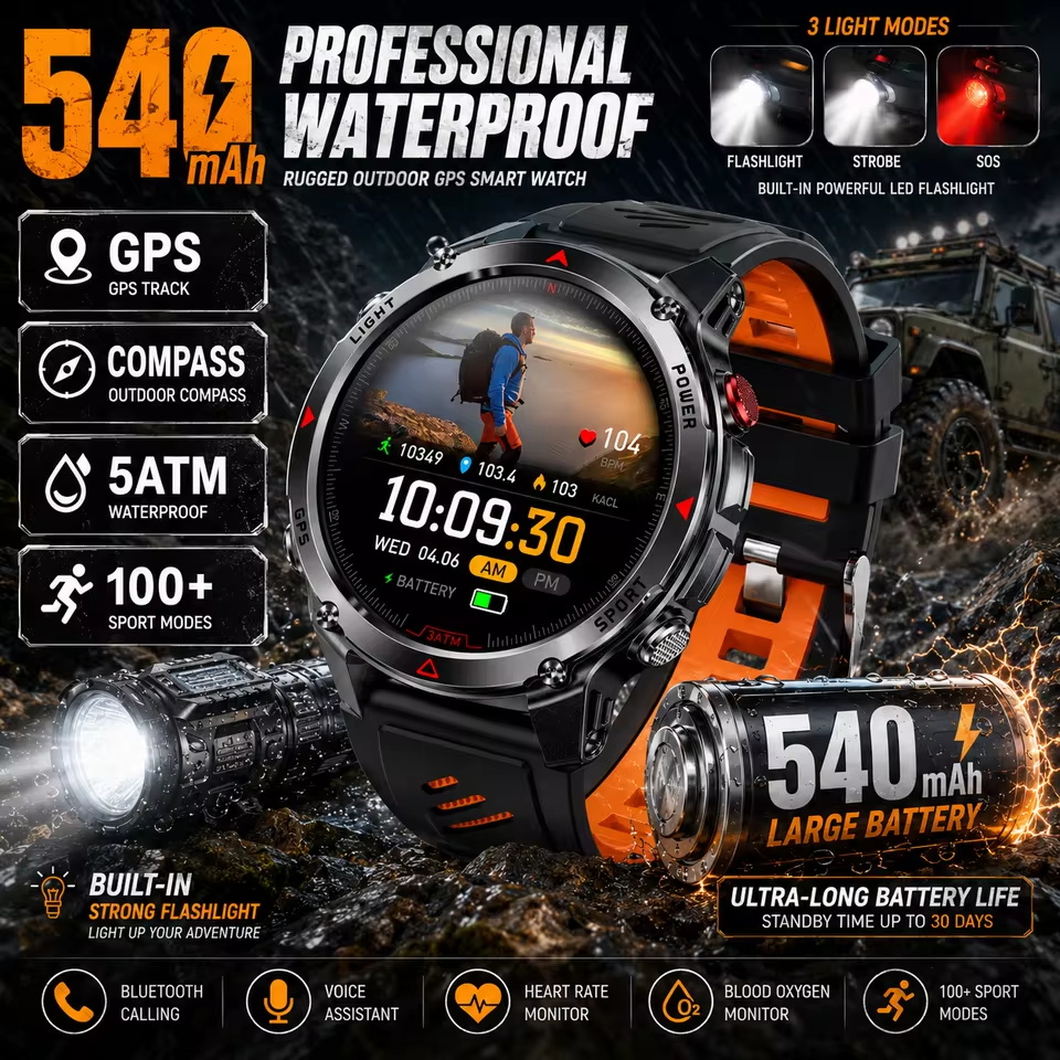 Wojskowy Smartwatch GPS 540mAh – Resistance Bands Set With Handles recenzja i cena